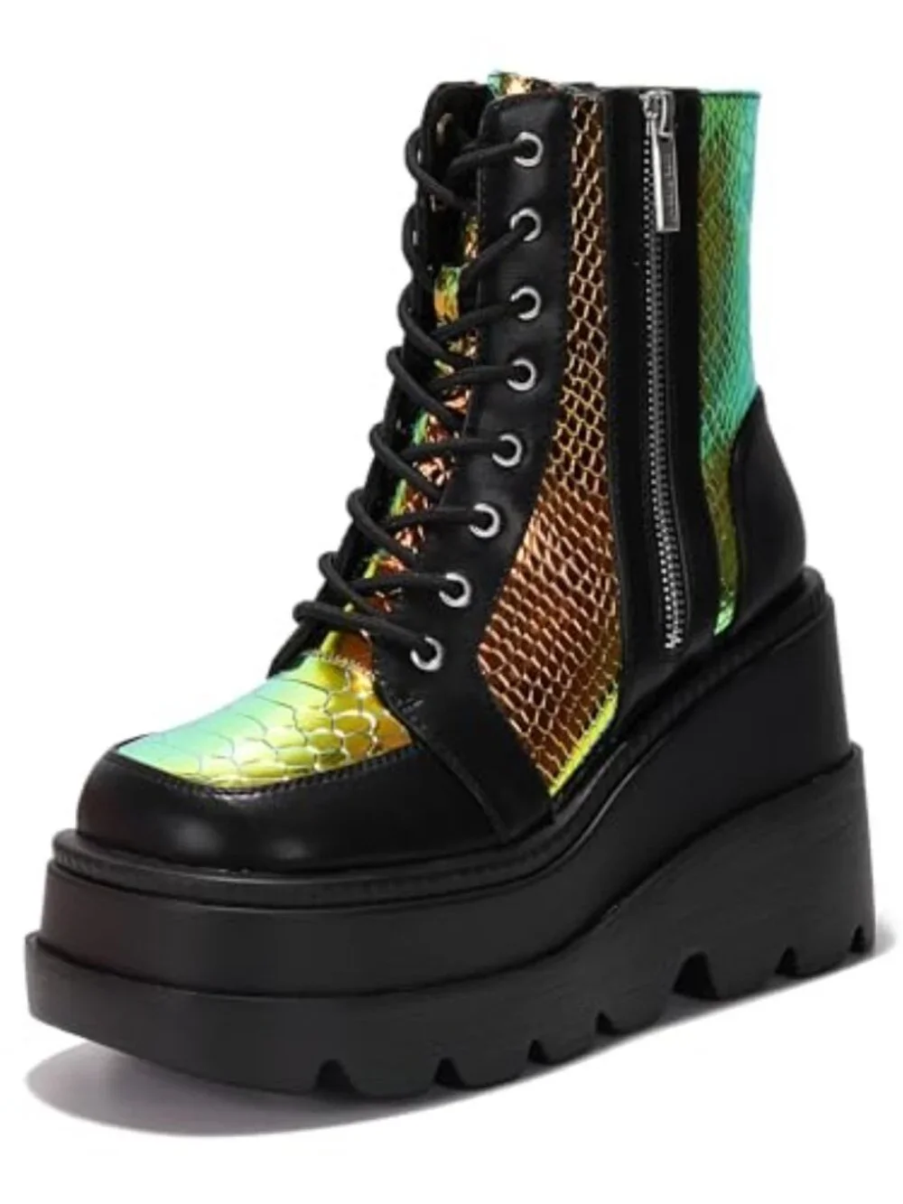 Women's Platform Ankle Boots with Chunky Block Heel